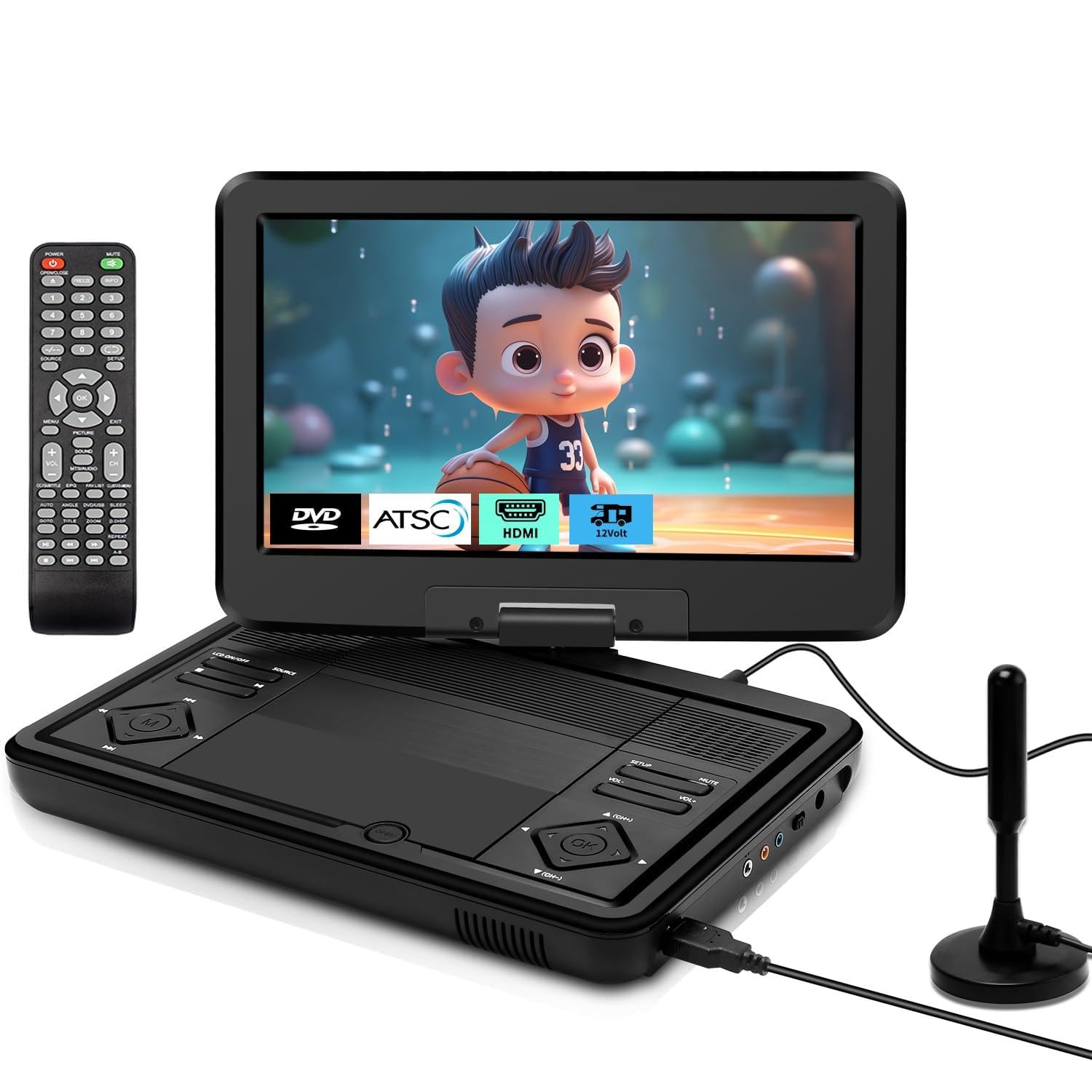 Feihe TV/DVD Player portátil de 12,5 polegadas - tela giratória HD